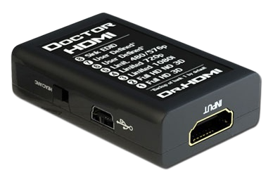 Spód Dr HDMI z opisem banków, portem Mini-USB i wejściem HDMI