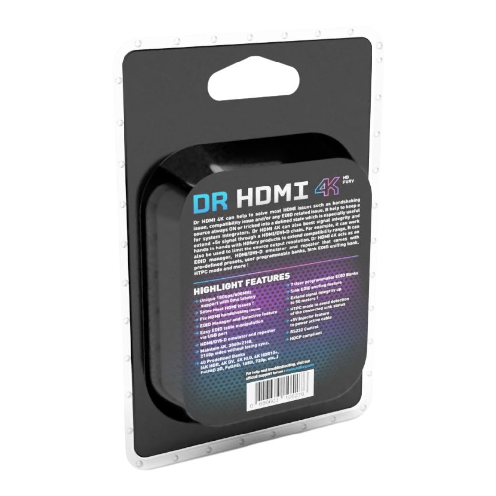Opakowanie Dr HDMI 4K, tył, ze specyfikacją