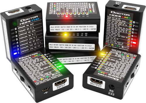 Dr HDMI 4K podłączony między źródłem HDMI a wyświetlaczem